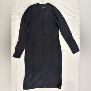 Gap Black Ribbed Knit Cashsoft sweater midi Dress